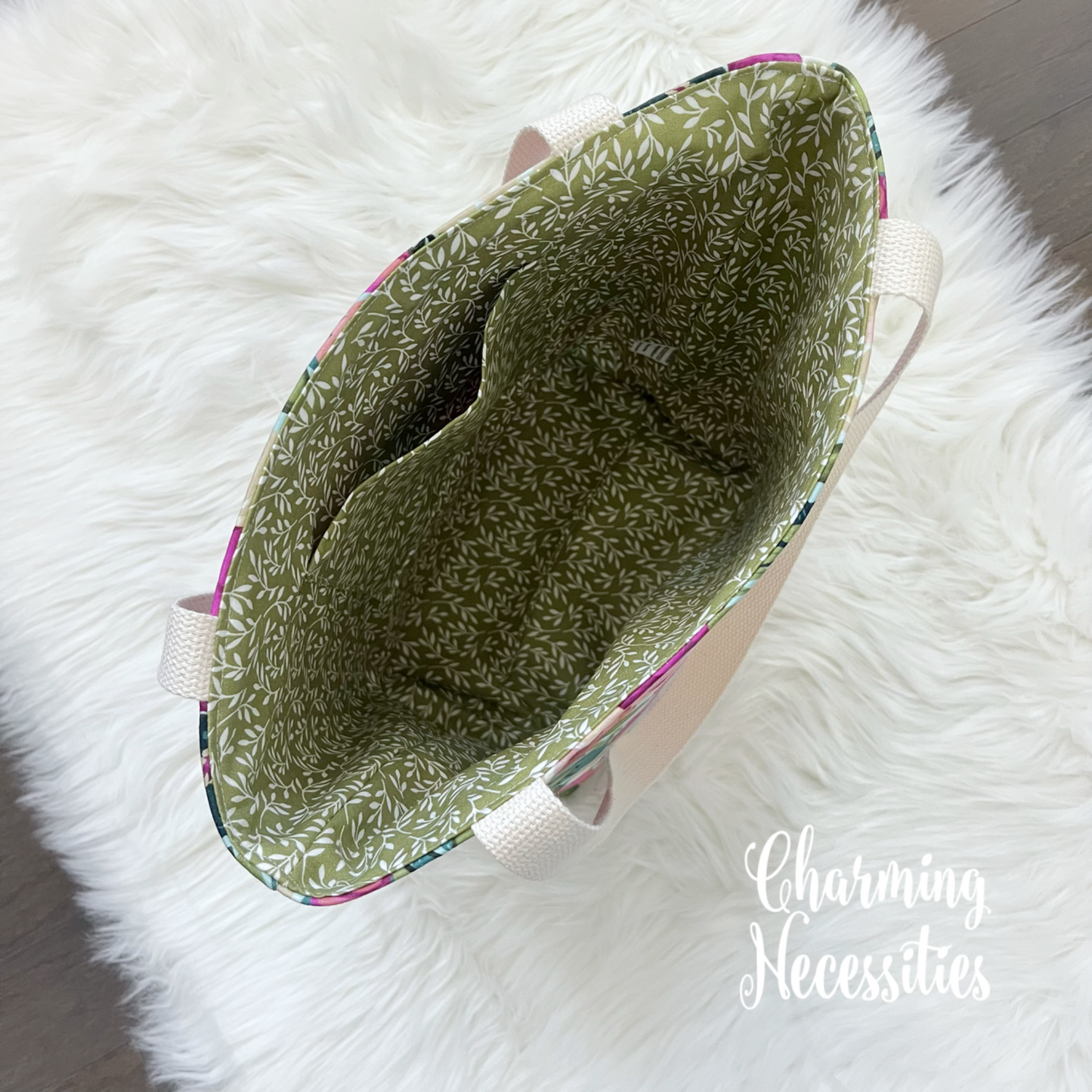 Tote Bag, Vibrant Floral Knitting Bag