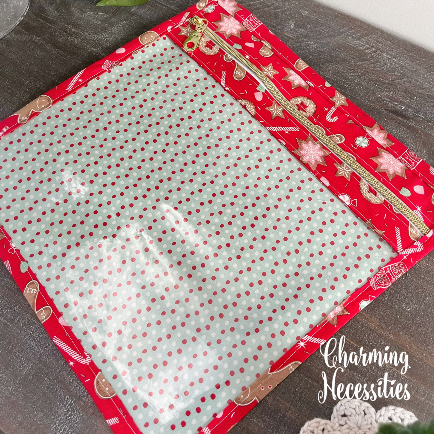 Cross Stitch Embroidery Project Bag, Christmas Gingerbread, Project Storage Organization
