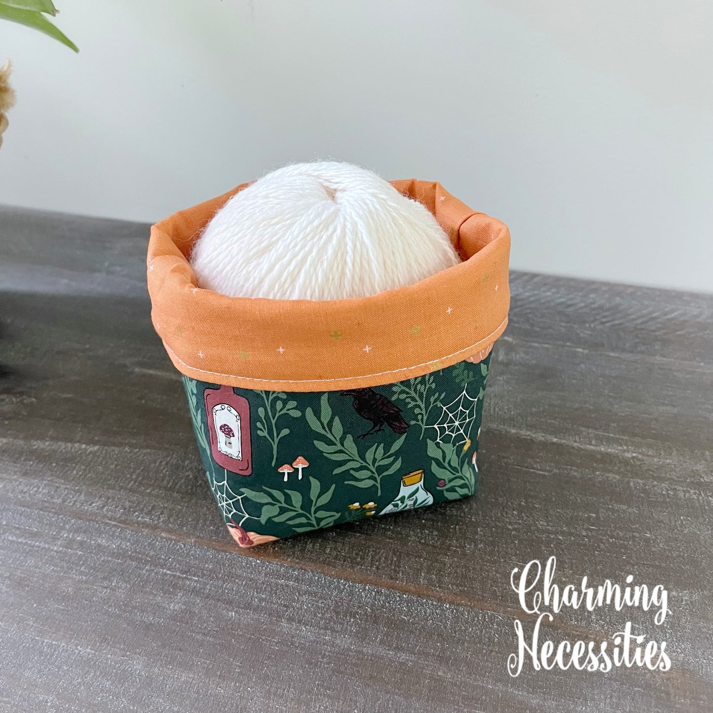 Yarn Bowl Cozy Basket, Halloween Apothecary Green, Knitting Accessories Yarn Storage Organization