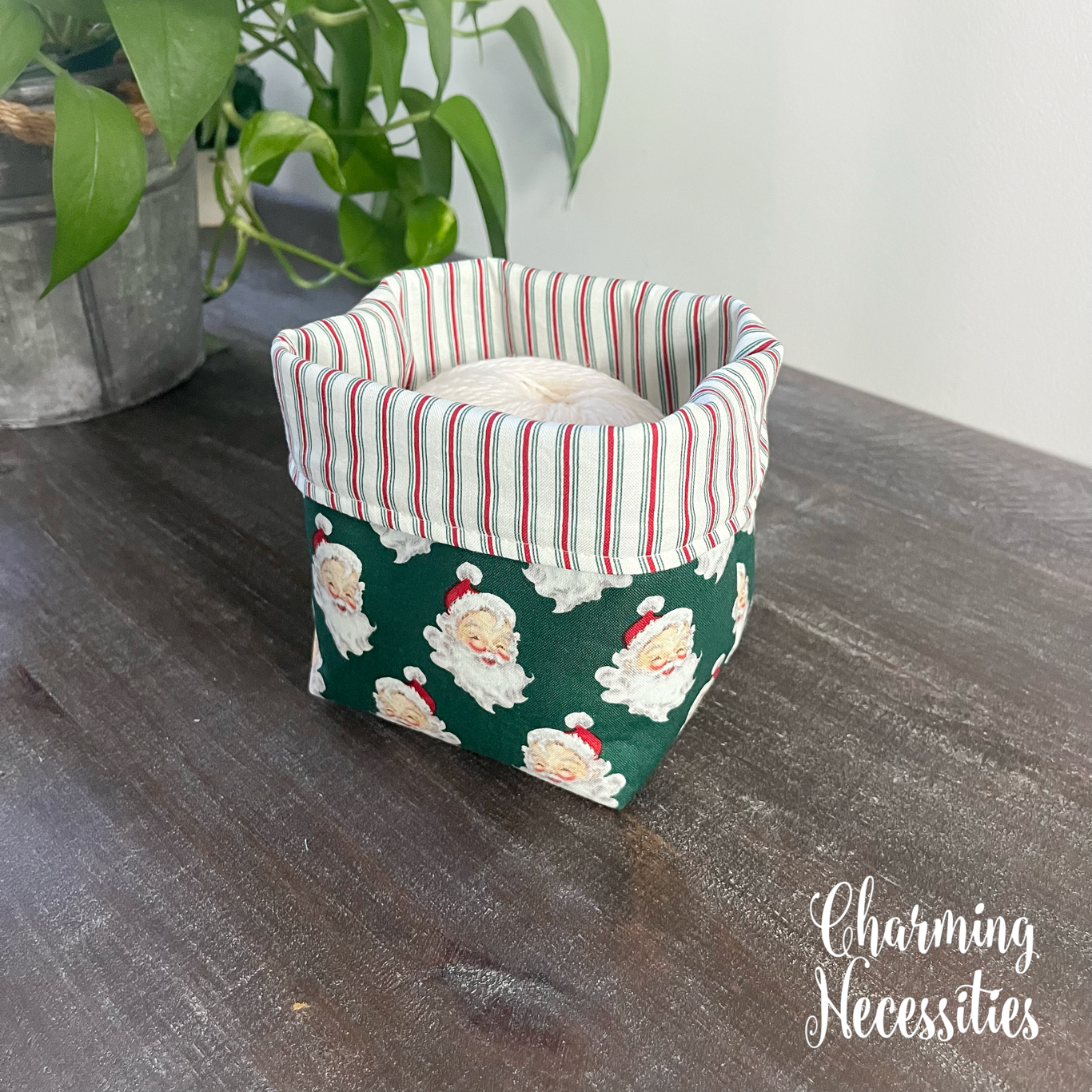 Yarn Bowl Cozy, Vintage Santa, Knitting Storage Organization