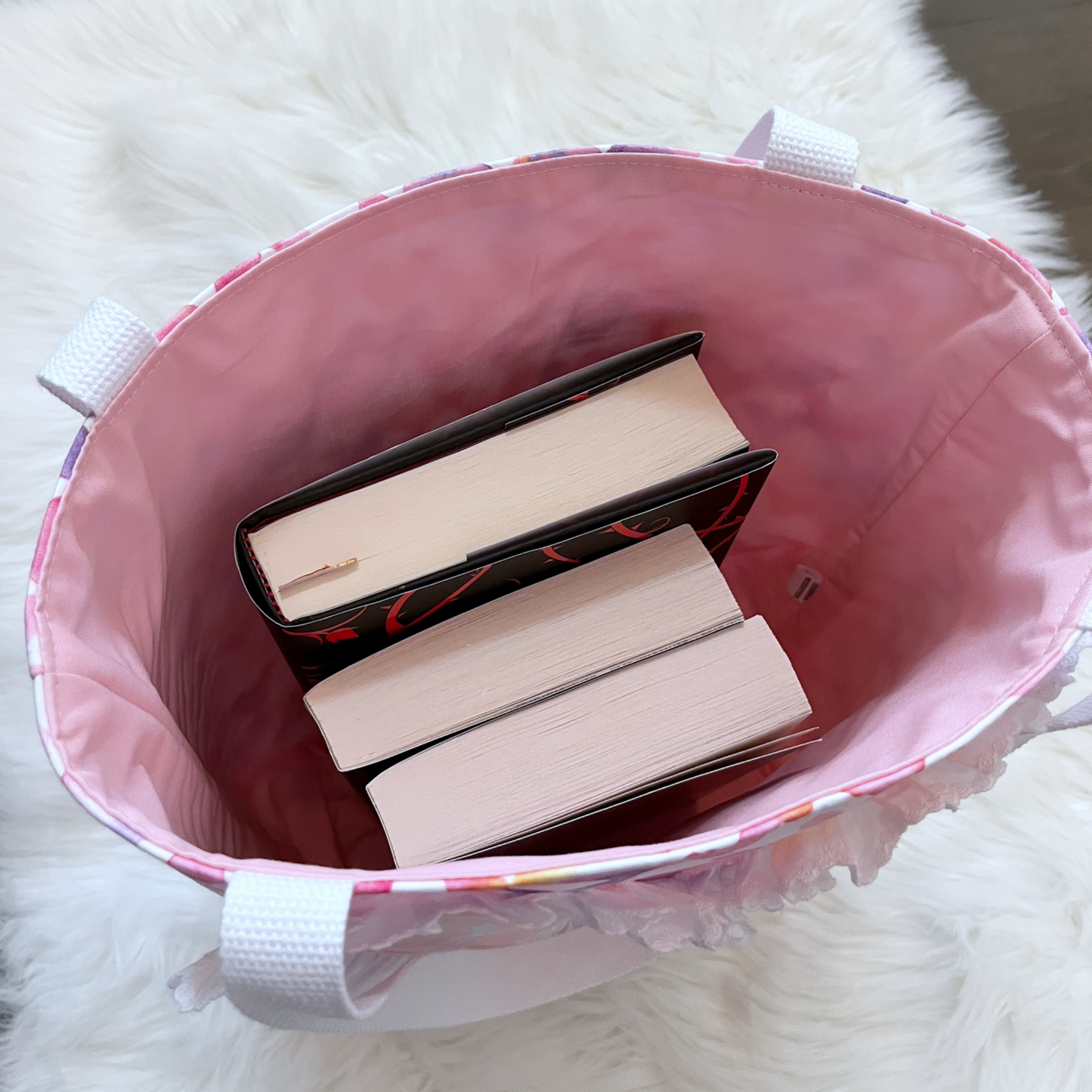 Book Lover Heart Tote Bag, Watercolor Hearts Bag by Charming Necessities
