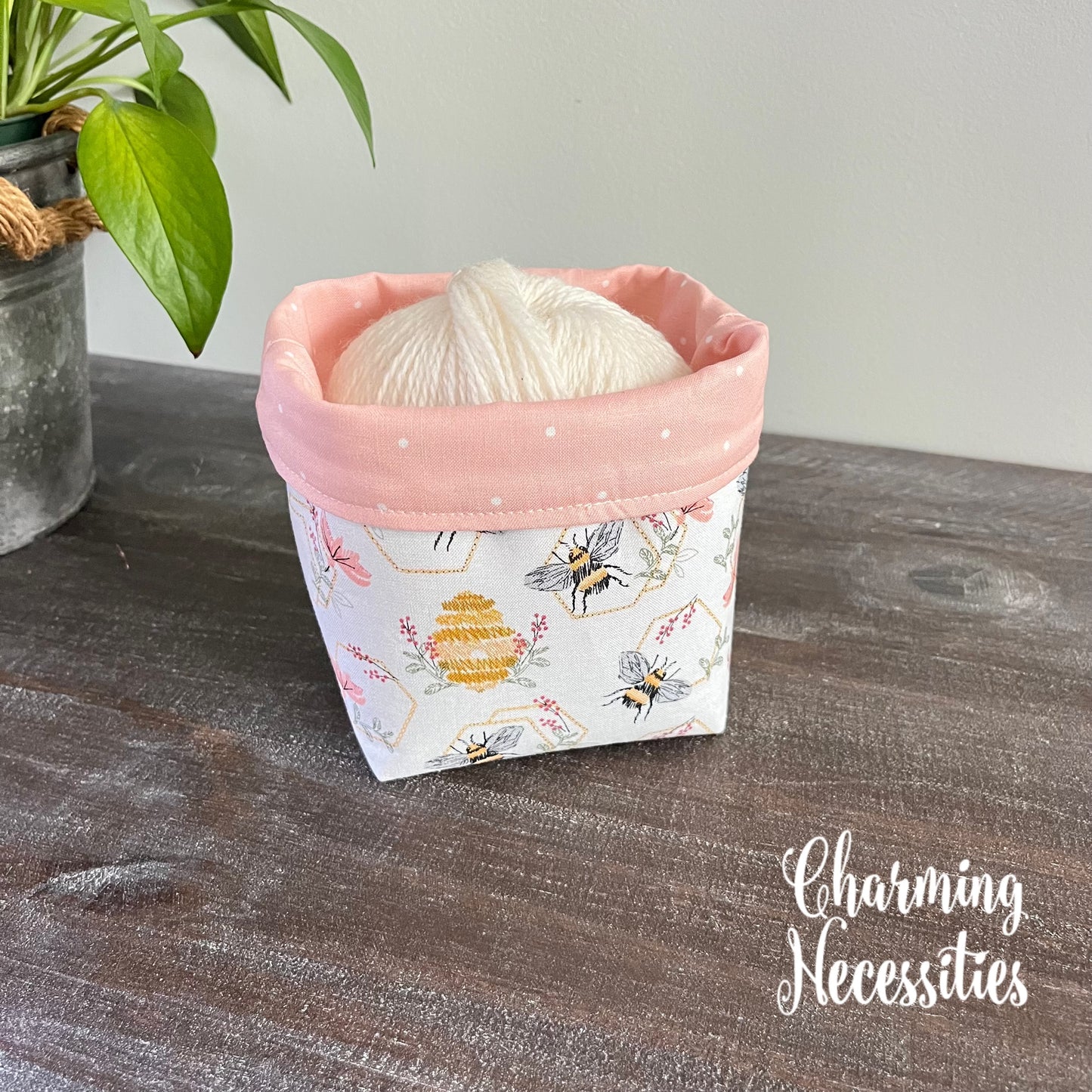 Yarn Bowl Cozy Basket, Honey Bees and Beehives Knitting Accessories Yarn Storage Organization
