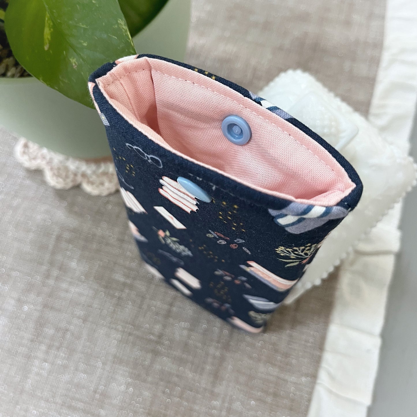 Padded Glasses Case, Books on Blue
