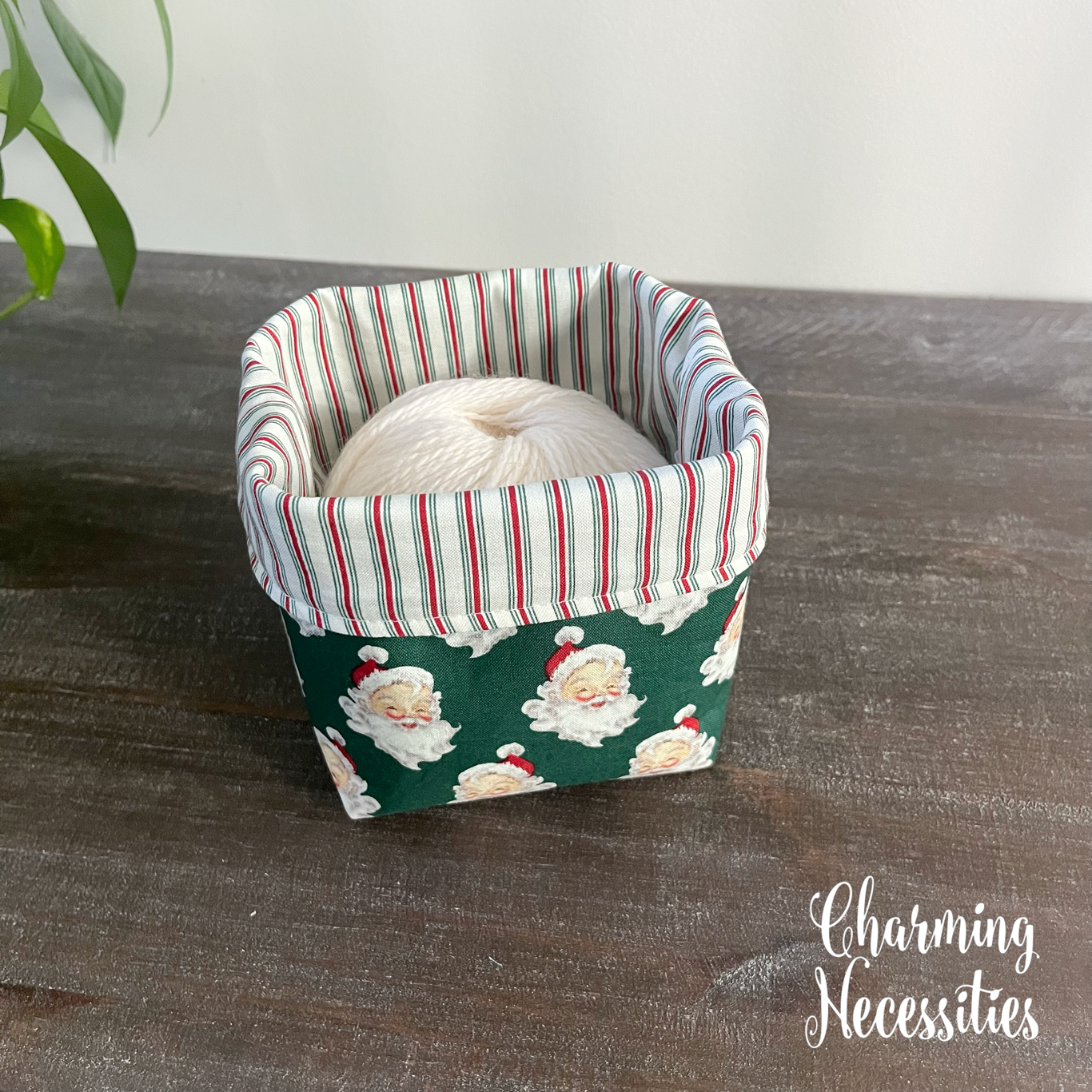 Yarn Bowl Cozy, Vintage Santa, Knitting Storage Organization