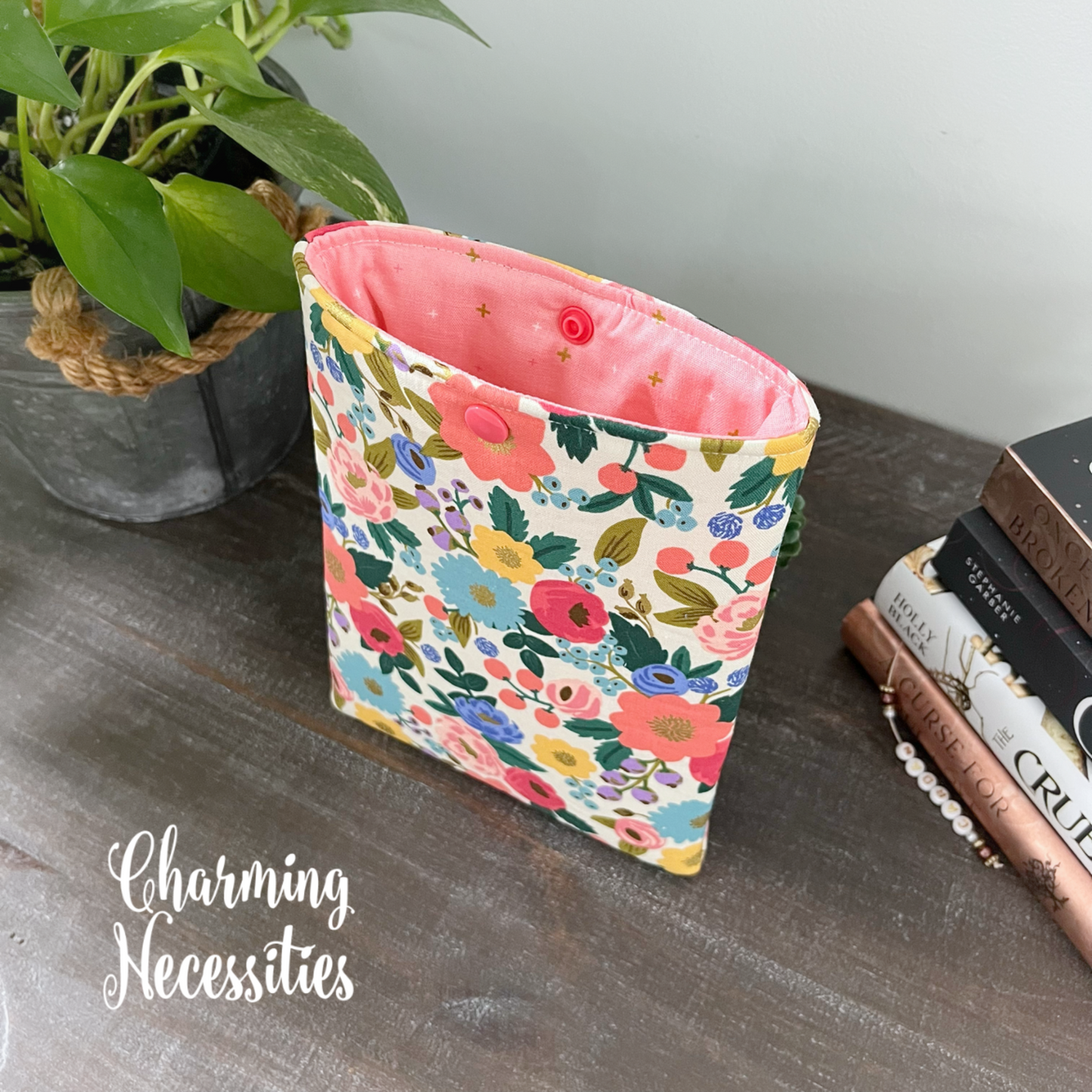 Padded Book Sleeve Kindle Sleeve Cover, Vintage Garden Floral Rifle Paper Co, Gifts for Book Lovers
