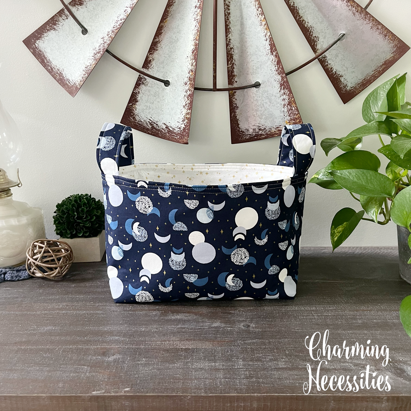 Yarn Storage Basket, Moon and Stars, Gifts for Knitters, Knitting Accessories