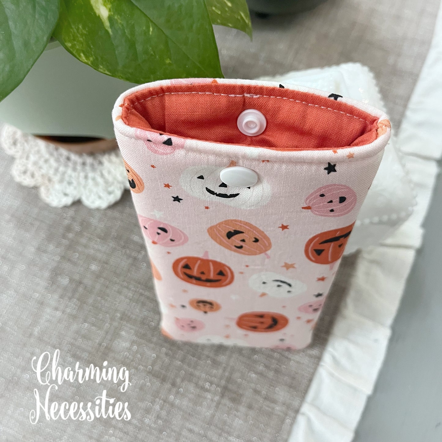 Padded Glasses Case, Jack-o'-lanterns Pink