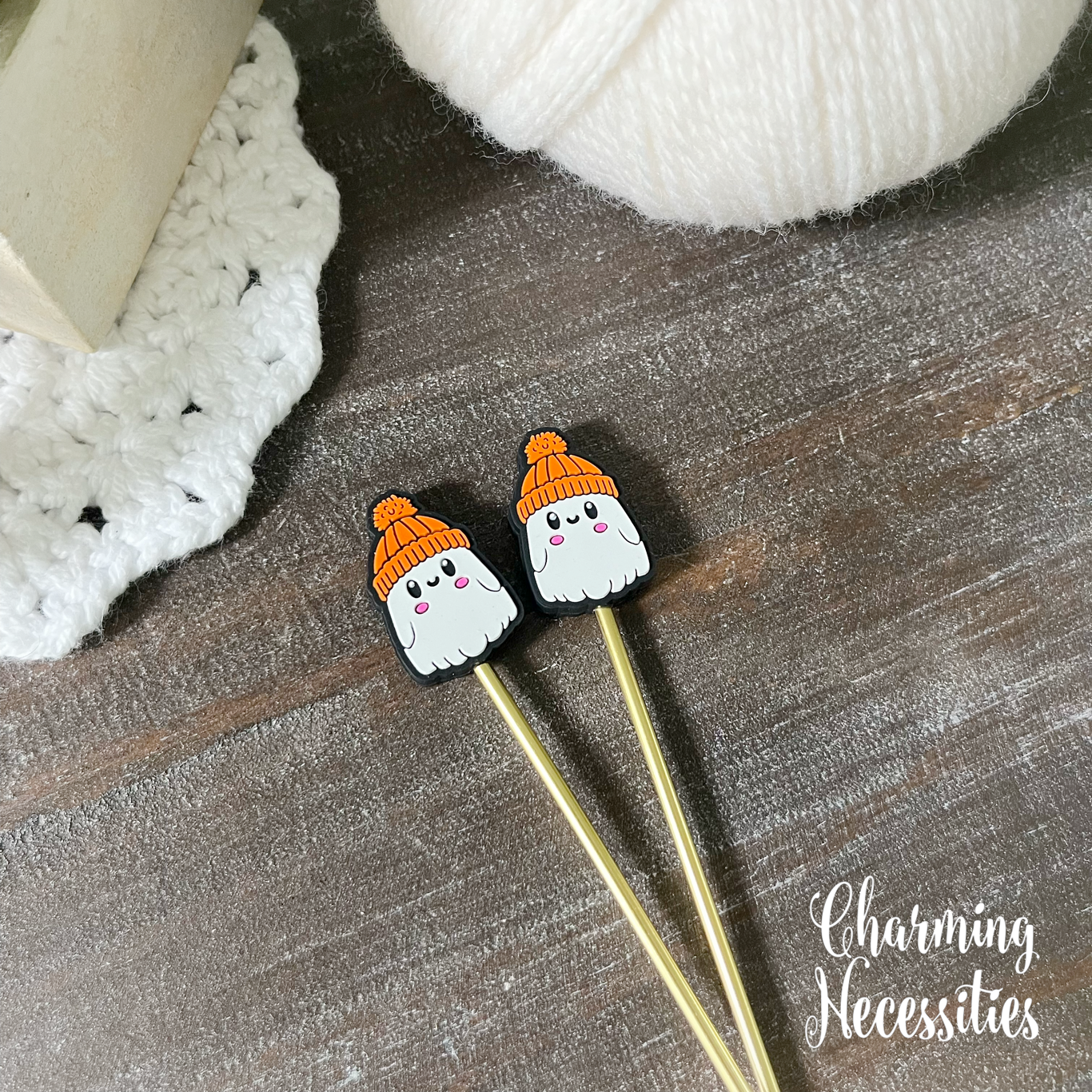Halloween Stitch Stoppers, Cute Ghosts, Set of 2, Knitting Accessories, Stitch Holders, Gifts for Knitters under 10