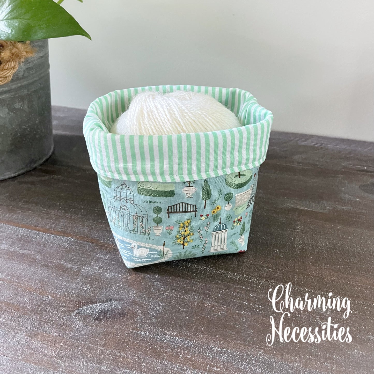 Yarn Bowl Cozy Basket, Regency Promenade Blue Knitting Accessories Yarn Storage Organization