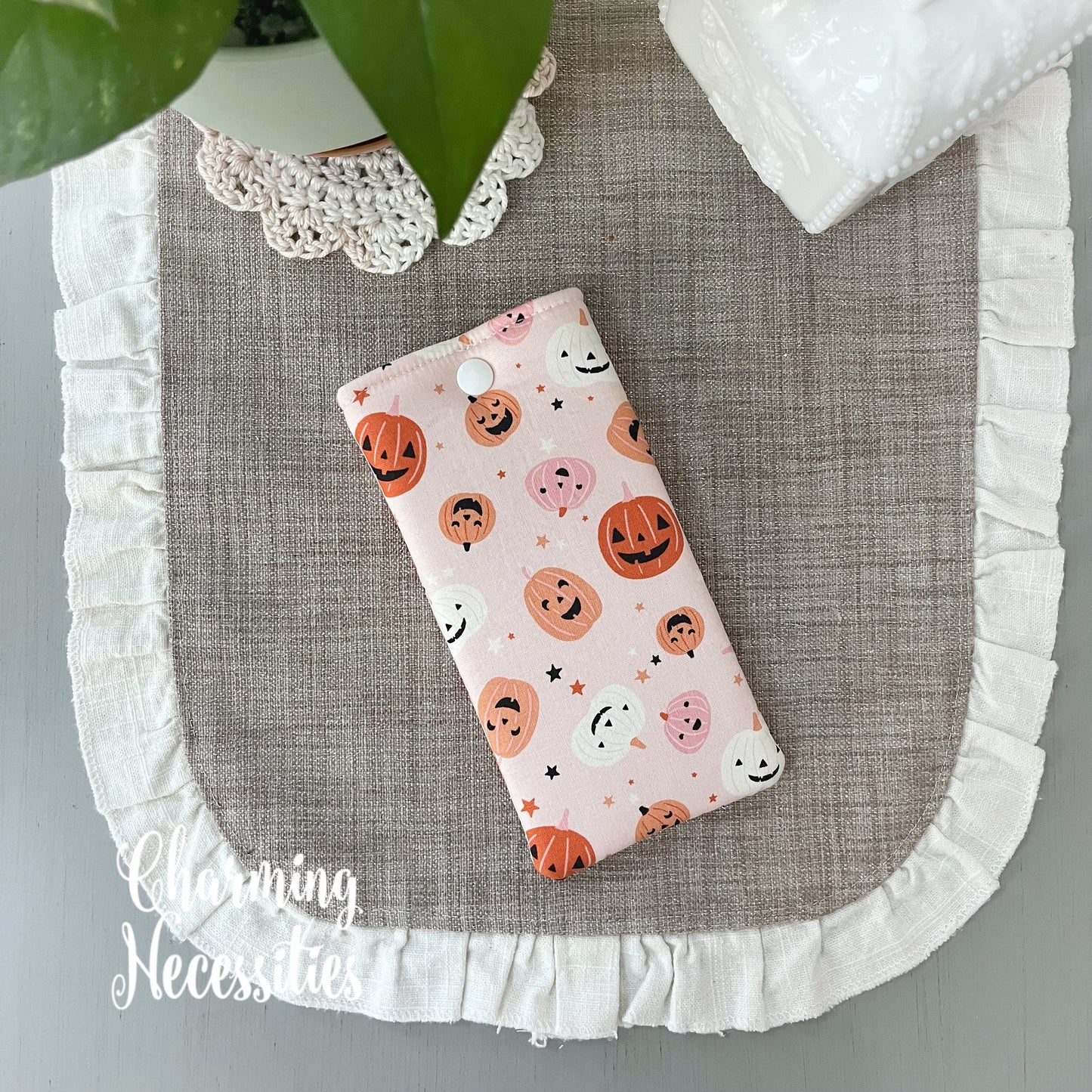 Padded Glasses Case, Jack-o'-lanterns Pink