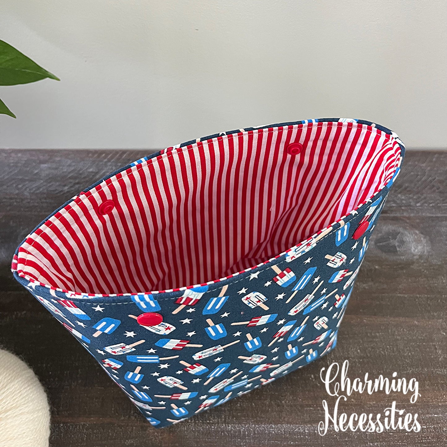 Small Snap Project Bag, Patriotic Popsicles Crochet Sewing Pouch, Gifts for Knitters Crocheters