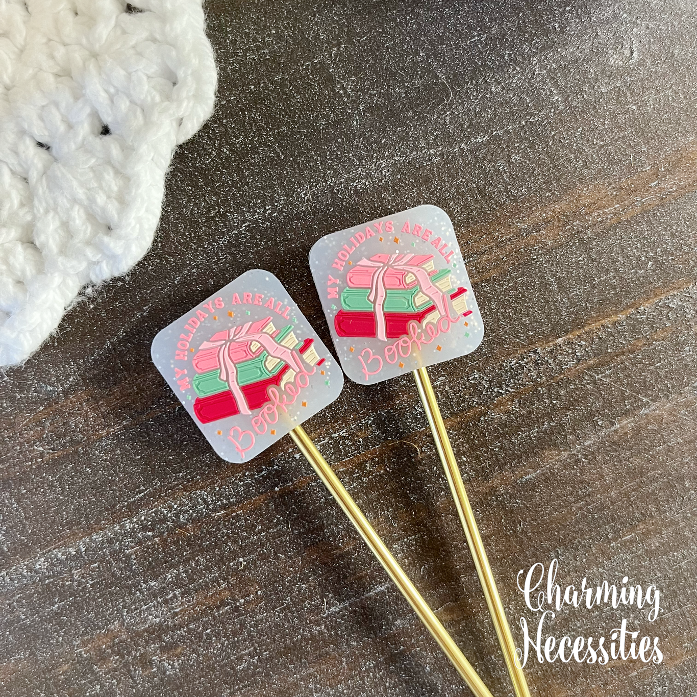 My Holidays Are All Booked Stitch Stoppers, Holiday Knitting Accessories, Stitch Holders Needle Protectors, Gifts for Knitters under 10