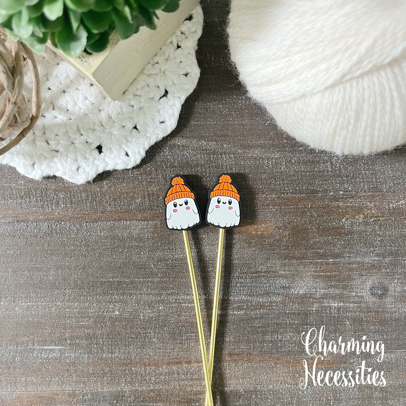 Halloween Stitch Stoppers, Cute Ghosts, Set of 2, Knitting Accessories, Stitch Holders, Gifts for Knitters under 10