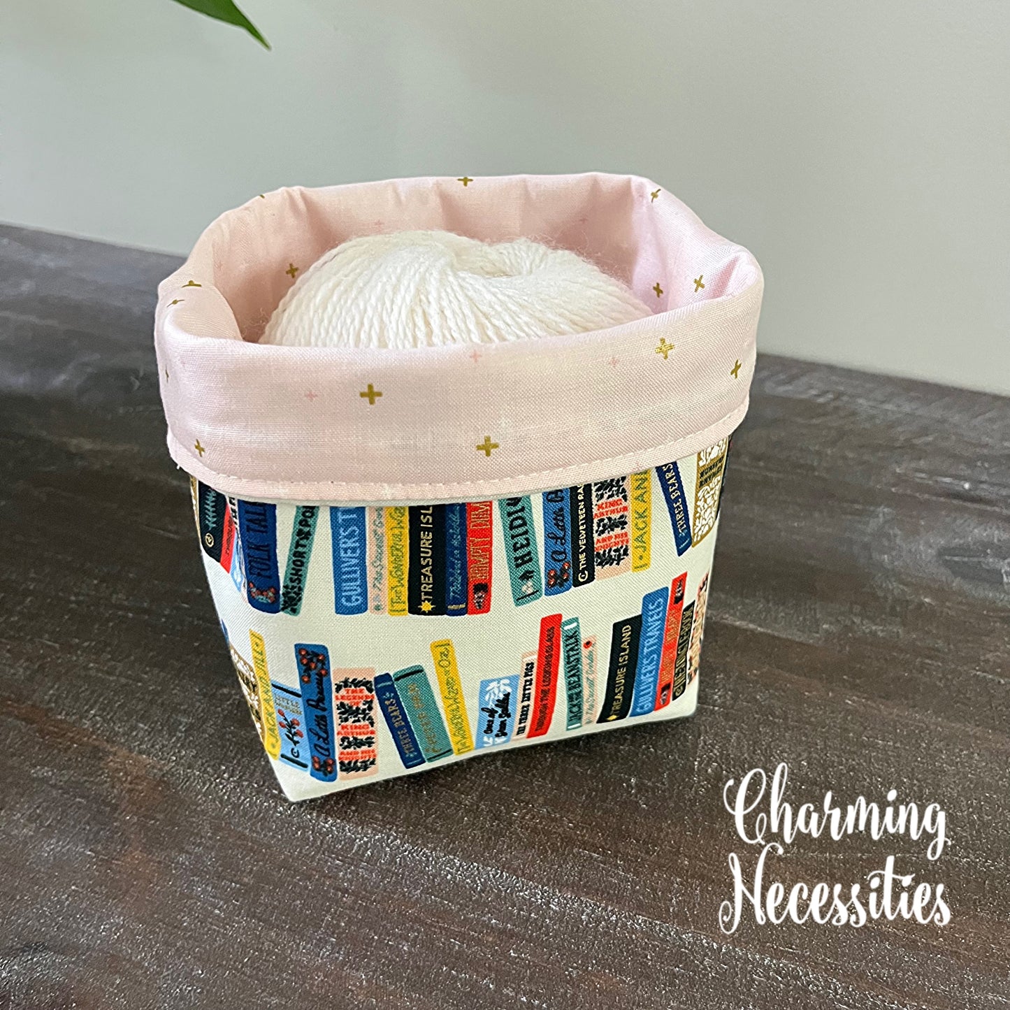 Yarn Bowl Cozy Basket, Rifle Paper Co Book Club Ivory Knitting Accessories Yarn Storage Organization