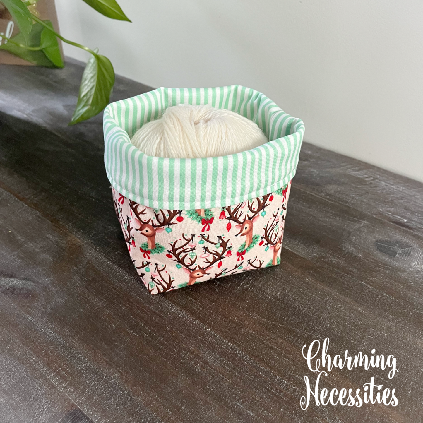 Yarn Bowl Cozy Basket, Retro Reindeer, Knitting Accessories Yarn Storage Organization