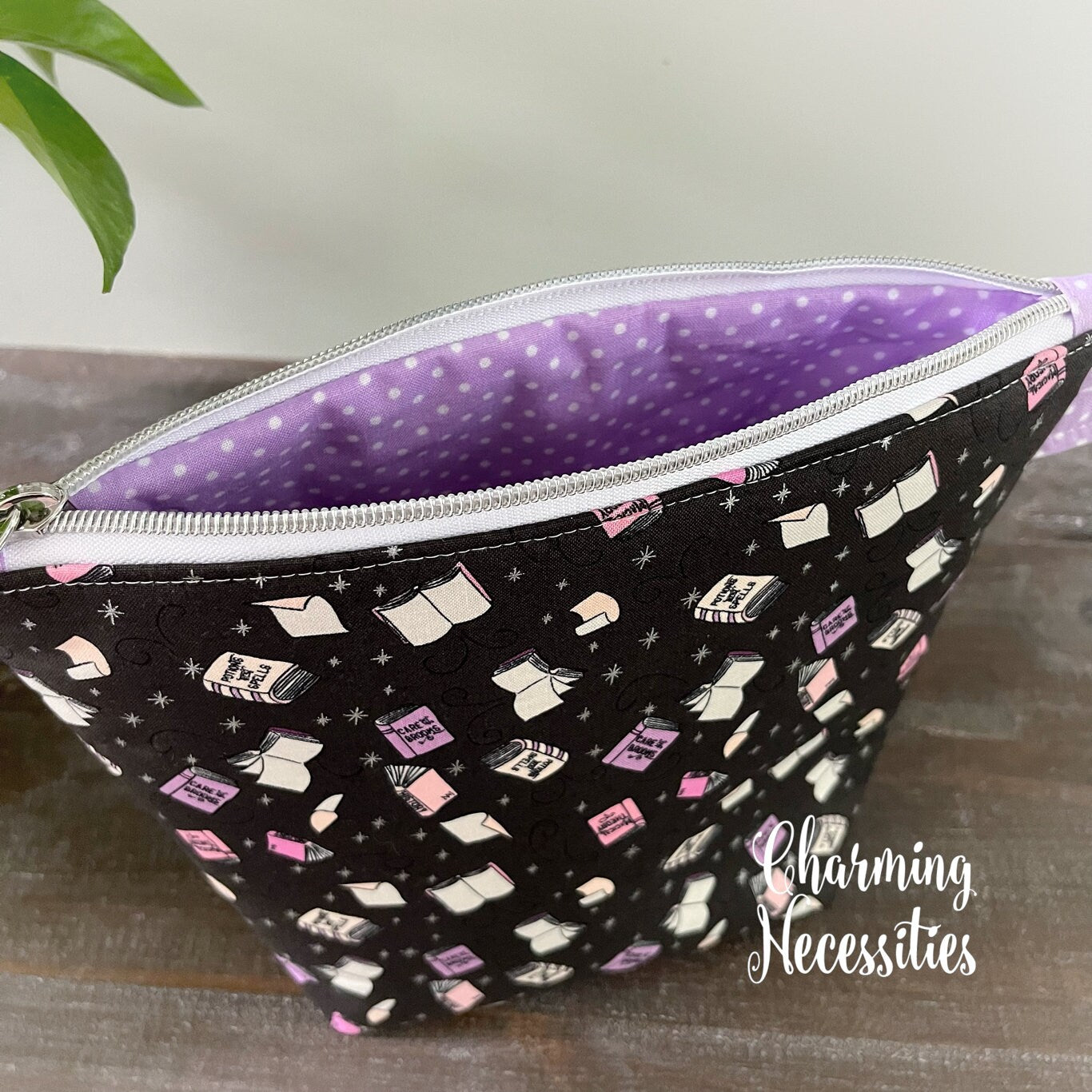 Small Zipper Knitting Bag, Halloween Spell Books Sock Project Bag Tote