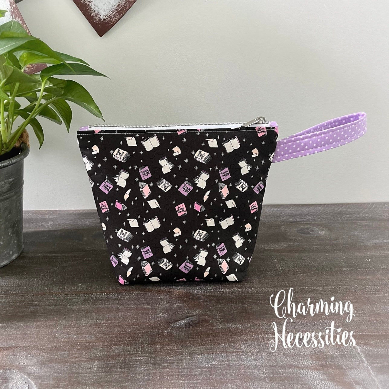 Small Zipper Knitting Bag, Halloween Spell Books Sock Project Bag Tote
