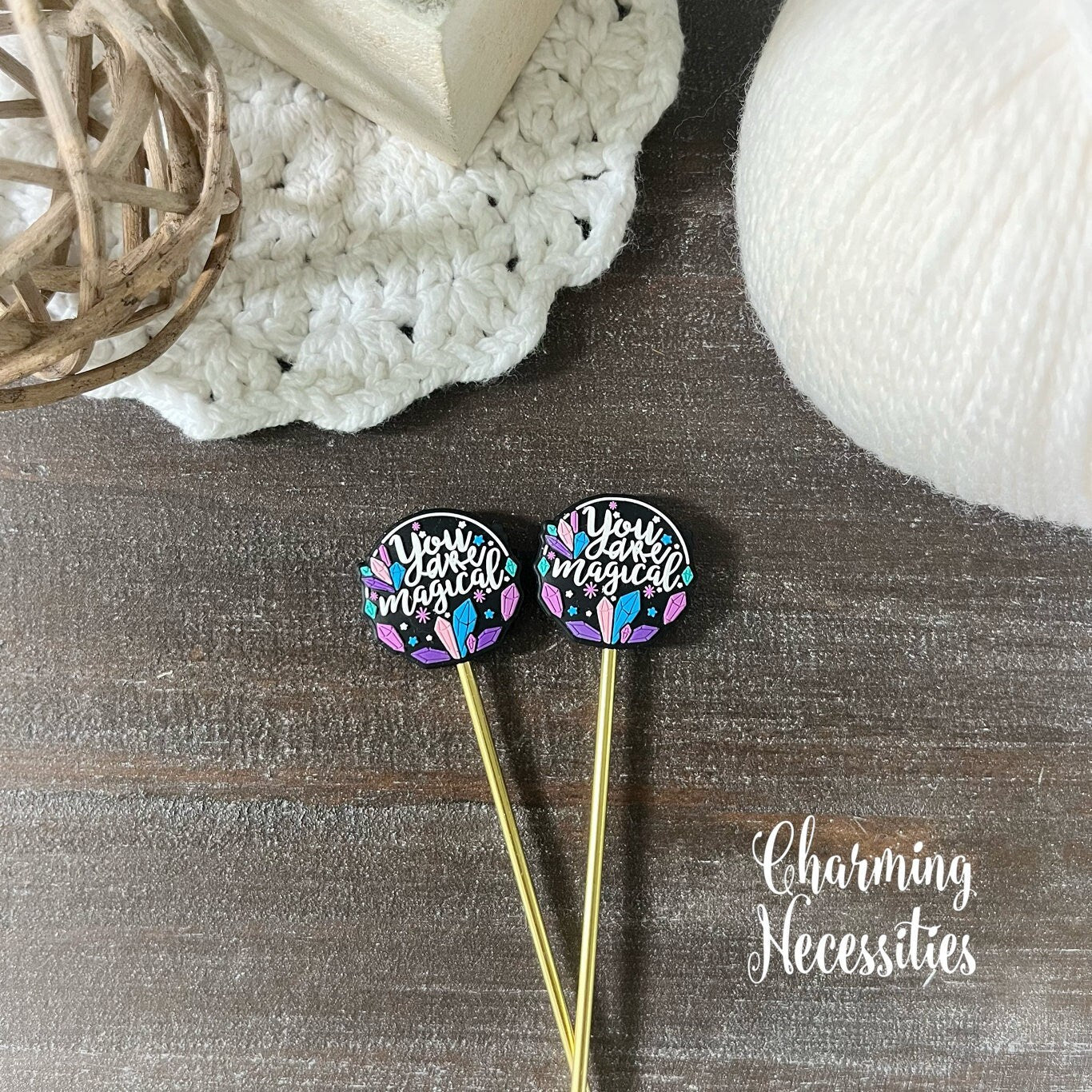 Stitch Stoppers You Are Magical Set of 2, Knitting Accessories, Stitch Holders, Gifts for Knitters under 10