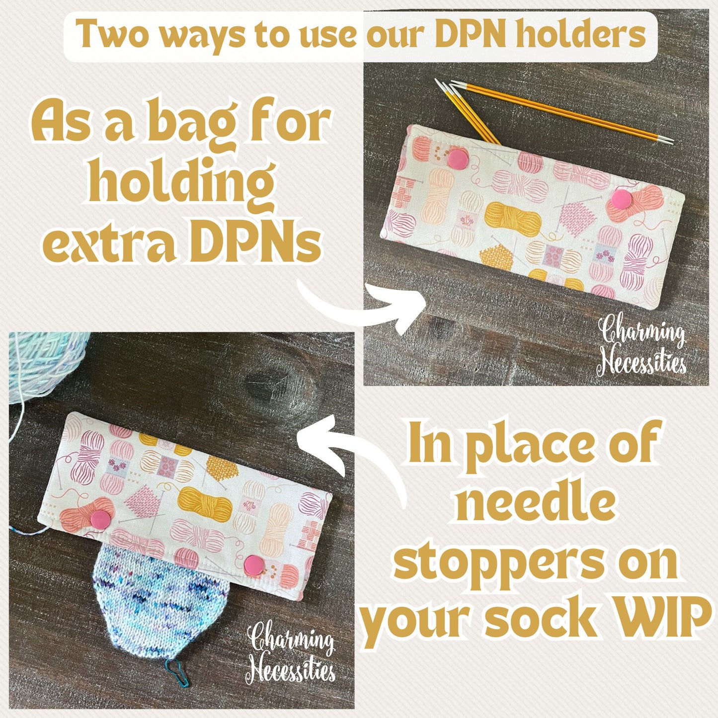 DPN Pouch, Christmas Holiday Snowglobes, Knitting Accessories Organization Notions