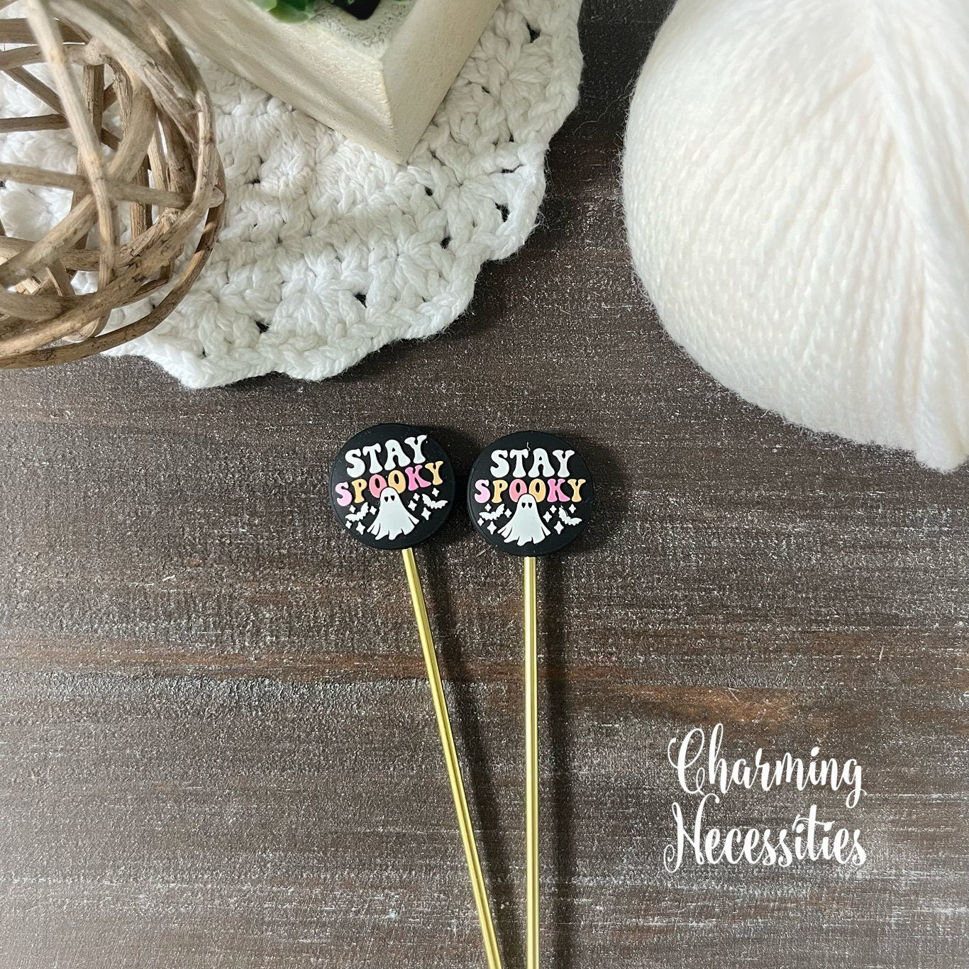 Halloween Stitch Stoppers Stay Spooky Set of 2, Knitting Accessories, Stitch Holders, Gifts for Knitters under 10