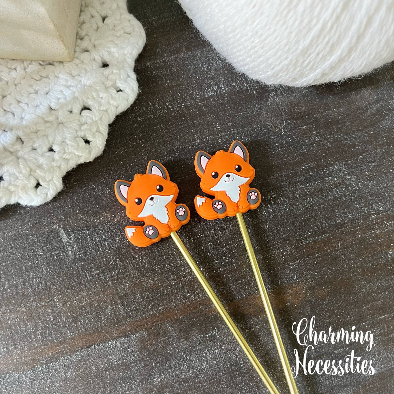 Fox Stitch Stoppers, Forest Animal Theme Knitting Accessories, Stitch Holders Needle Protectors, Gifts for Knitters under 10