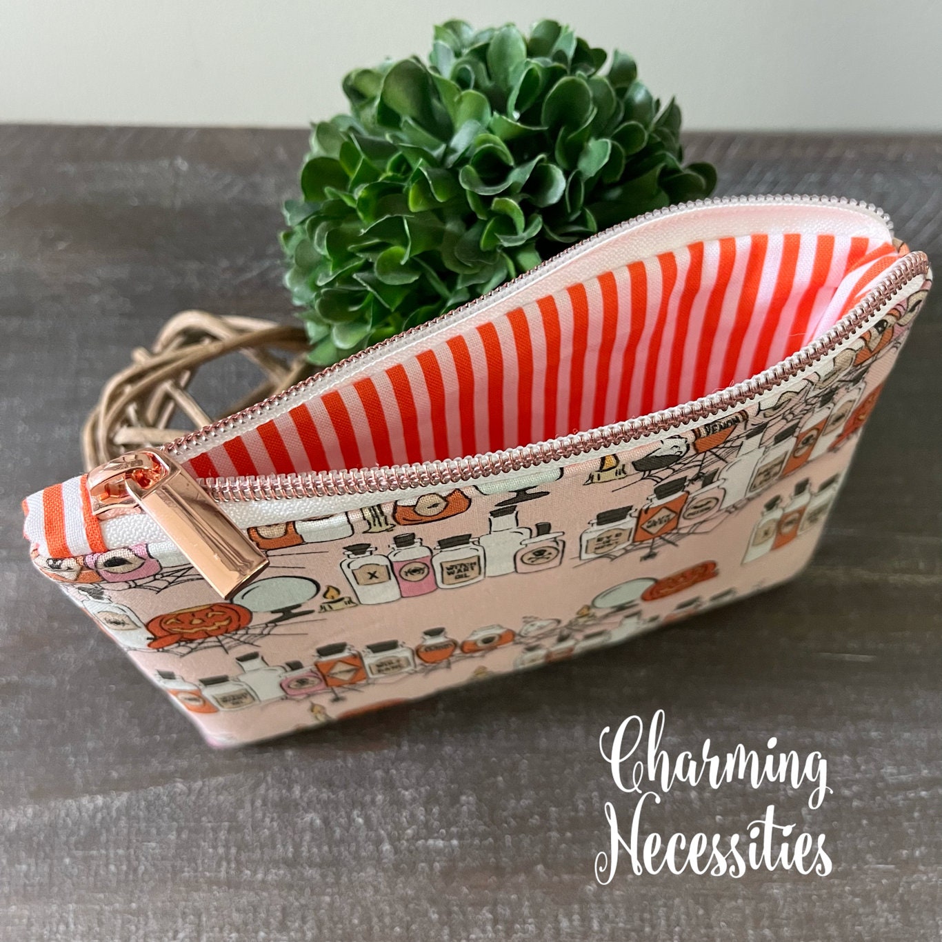 Halloween Potions on Pink Notions Zipper Pouch, Essentials Oils Pouch, Small Organization Bag