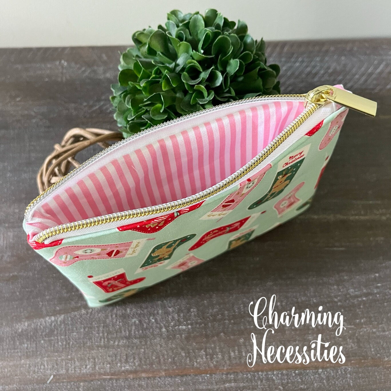 Holiday Stockings Notions Zipper Pouch, Essentials Oils Pouch, Small Organization Bag