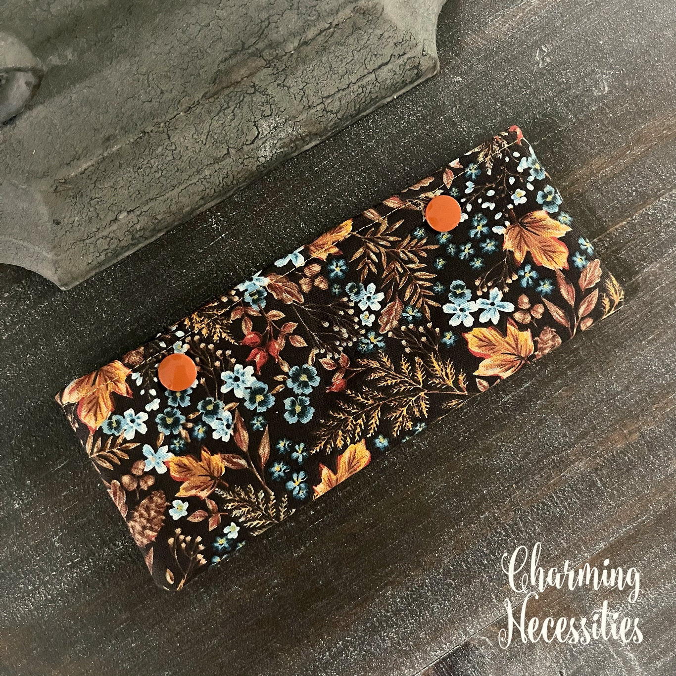 DPN Pouch, Fall Autumn Leaves on Chocolate, Knitting Accessories Organization Notions