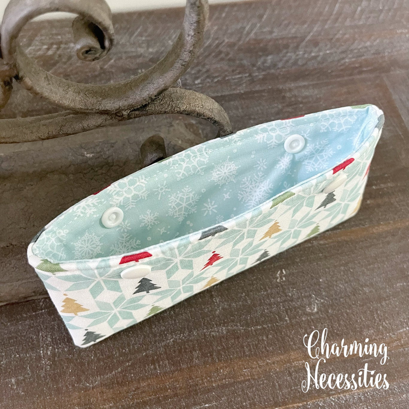DPN Pouch, Christmas Trees and Snowflakes, Knitting Accessories Organization Notions