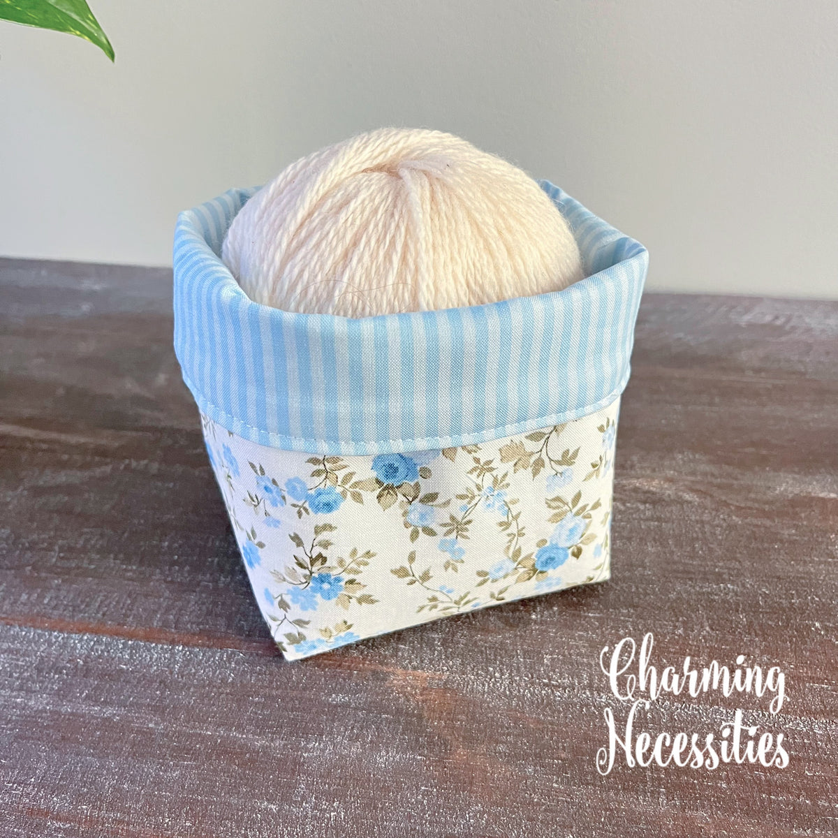Powder Blue Roses Yarn Bowl Cozy, Yarn Organizer