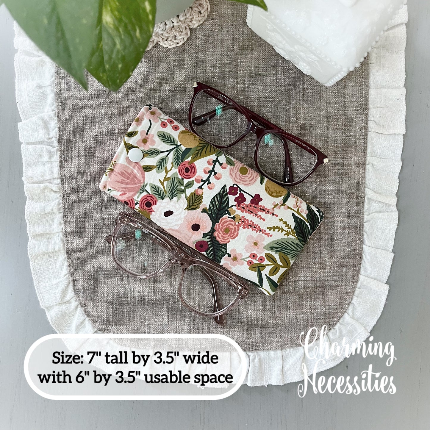 Padded Glasses Case, Rifle Paper Co Orchard Burgandy