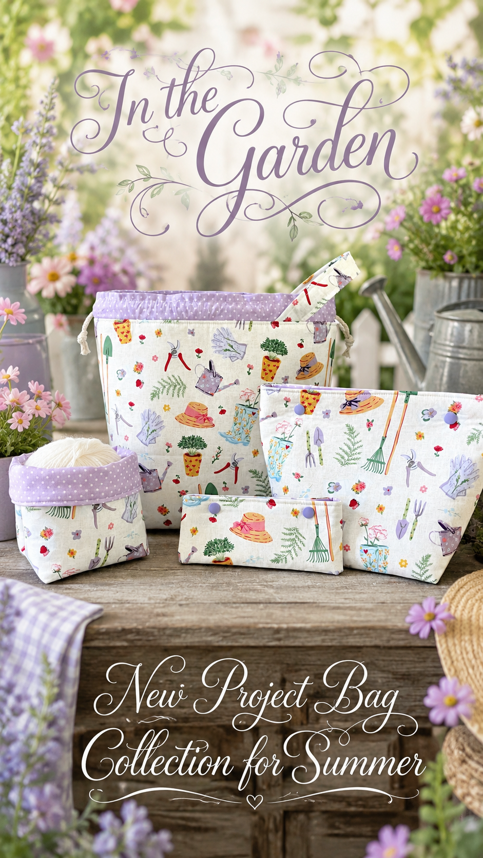 Knitting Project Bag Set, In the Garden