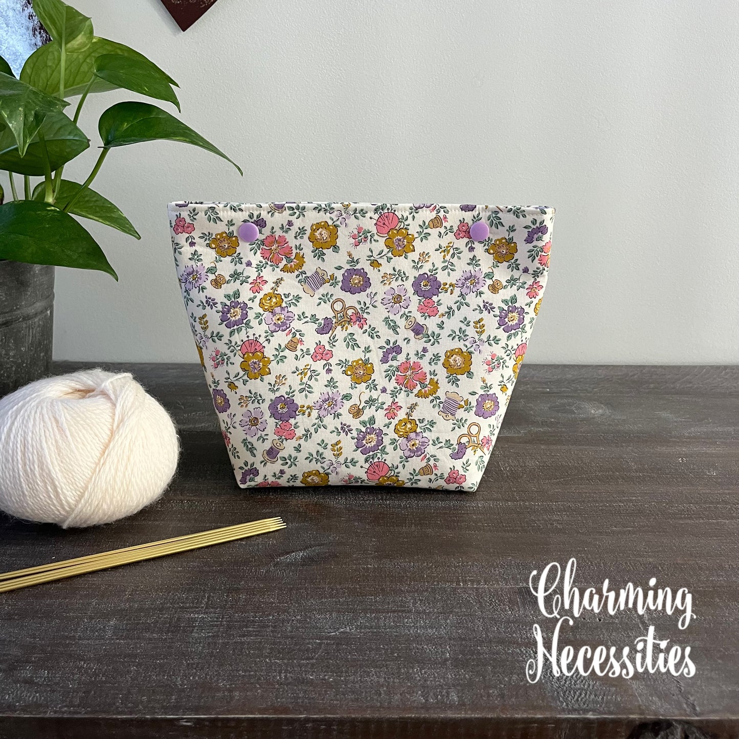 Knitting Project Bag Set, Vintage Sewing Floral