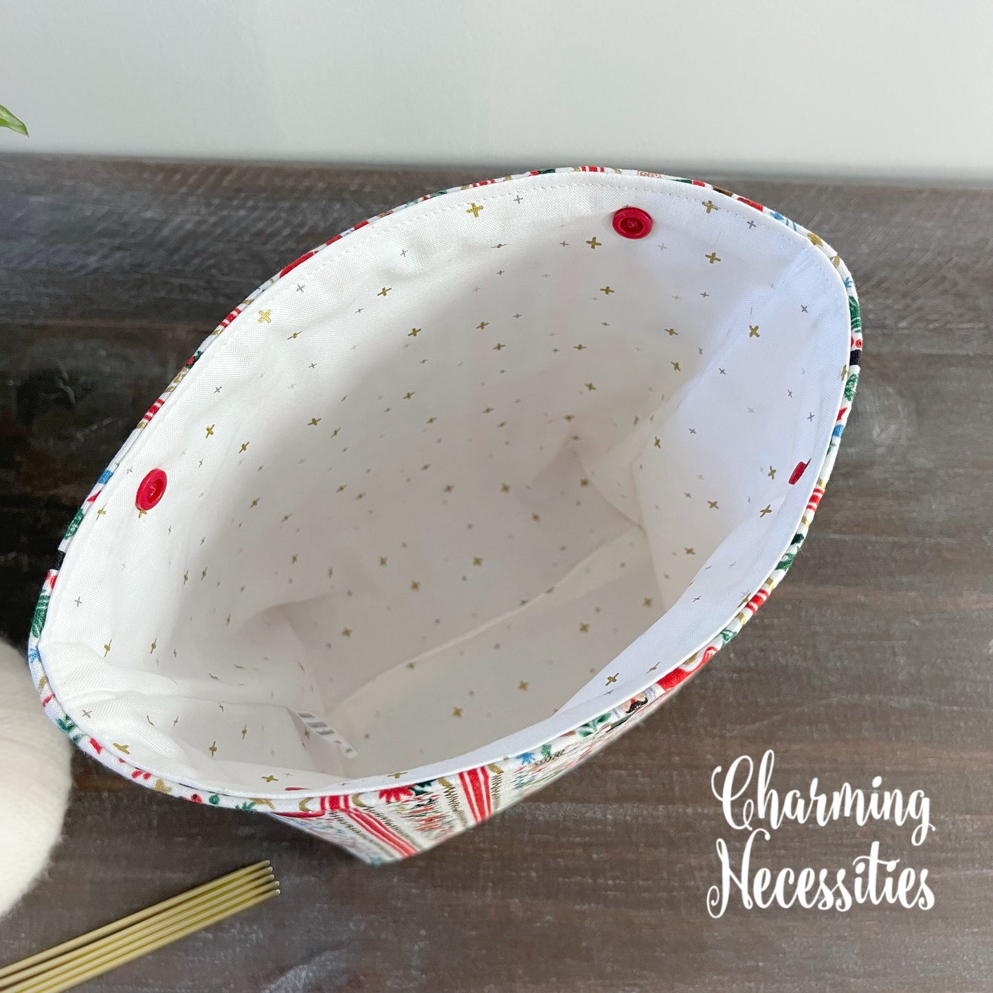 Small Snap Project Bag, Rifle Paper Co Nutcracker, Crochet Sewing Pouch, Gifts for Knitters Crocheters