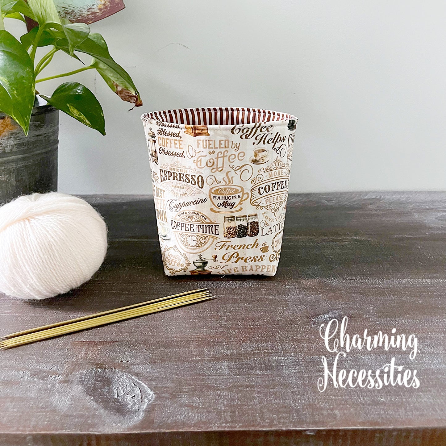 Yarn Bowl Cozy Basket, Coffee Lover, Knitting Accessories Yarn Storage Organization