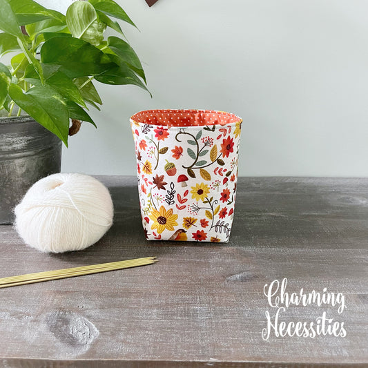 Yarn Bowl Cozy Basket, Autumn Whimsy, Knitting Accessories Yarn Storage Organization
