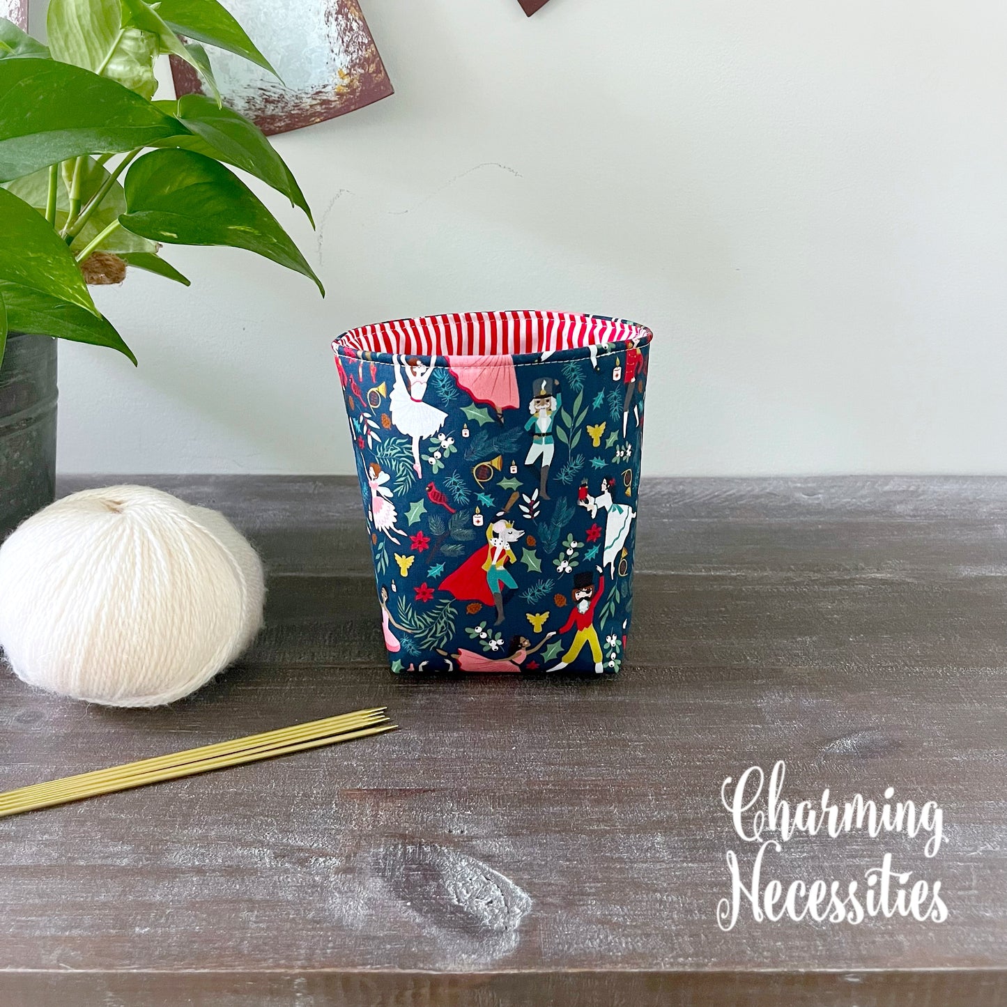 Yarn Bowl Cozy Basket, Nutcracker Waltz, Knitting Accessories Yarn Storage