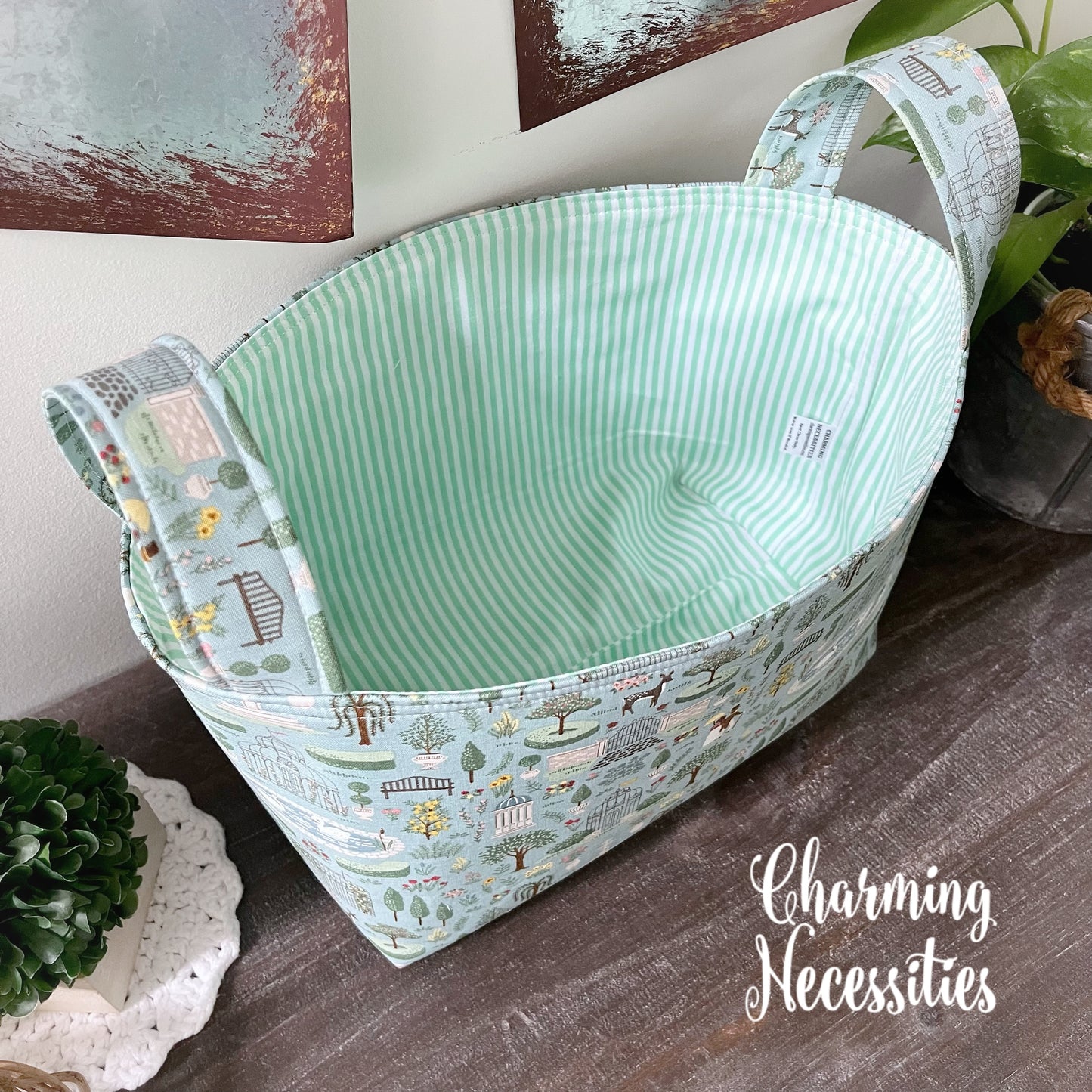 Yarn Storage Basket, Promenade Blue, Gifts for Knitters, Knitting Accessories
