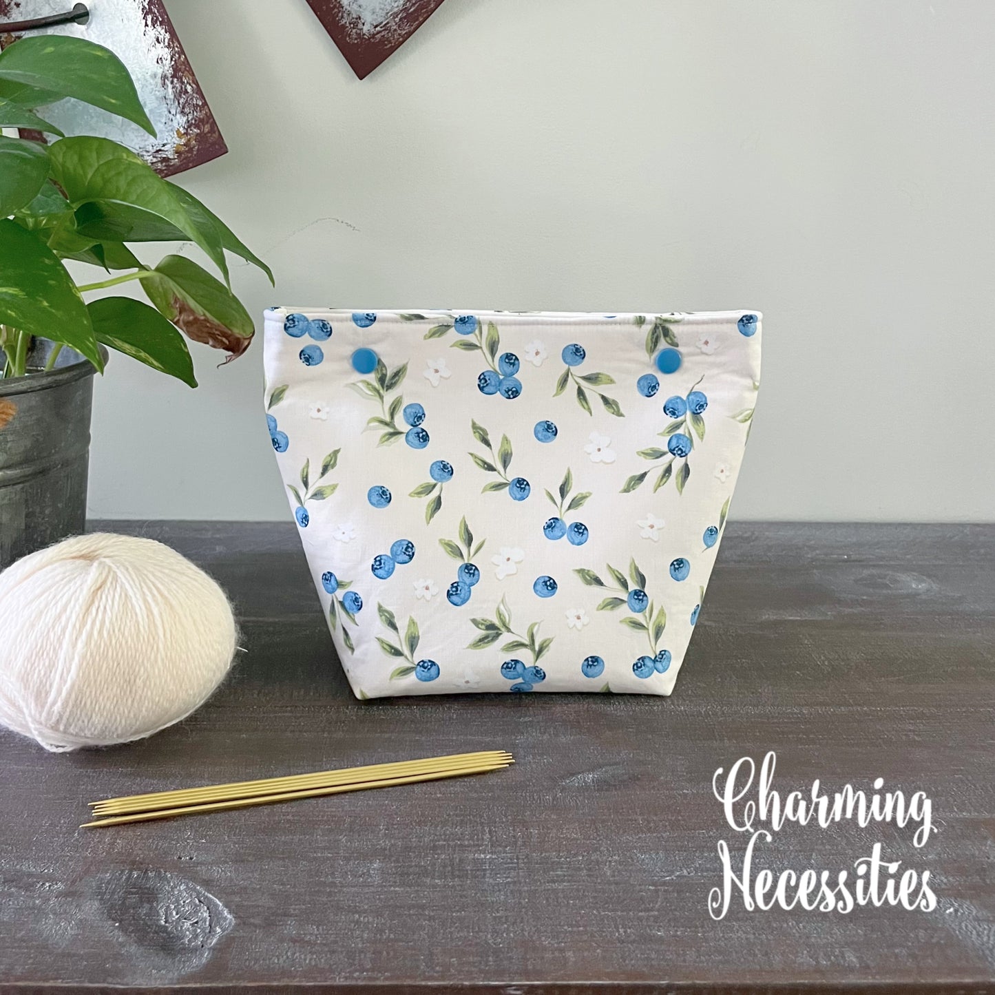 Knitting Project Bag Set, Blueberry Blossoms
