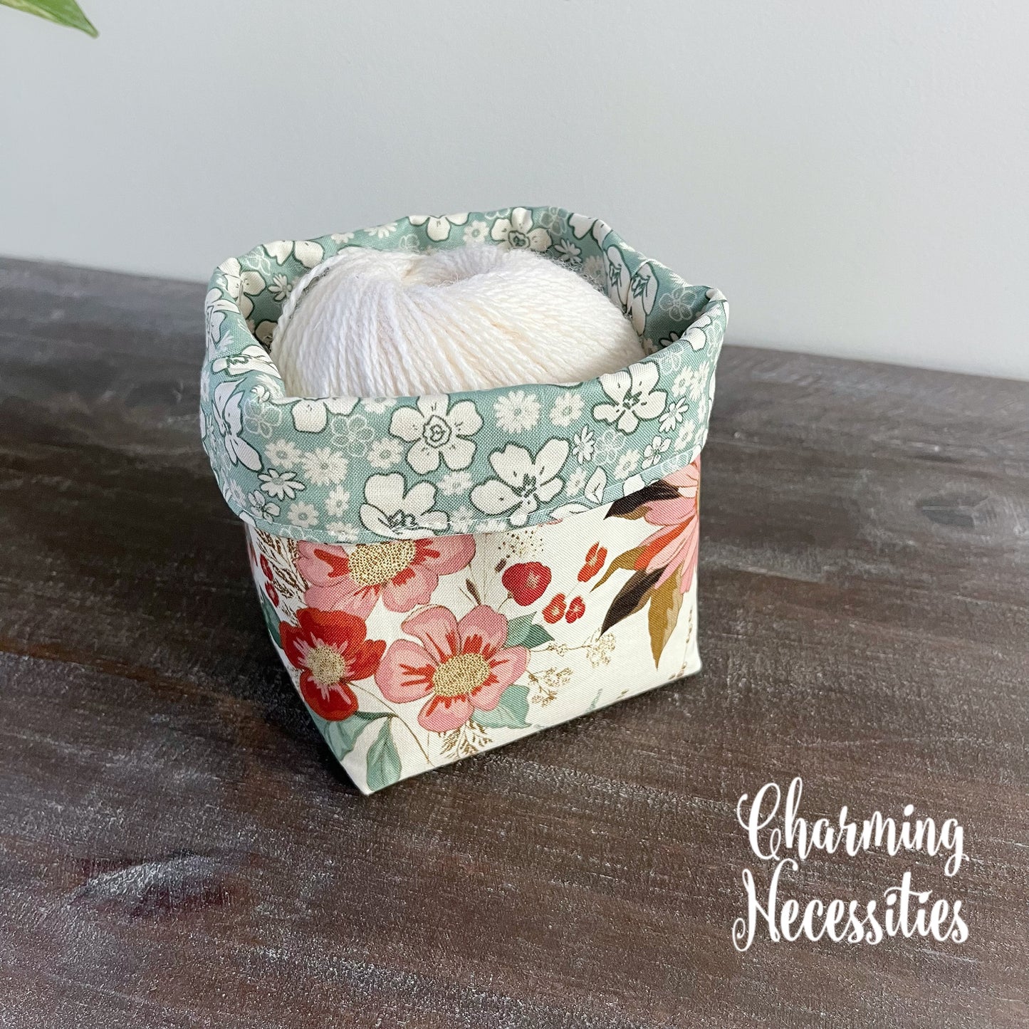 Yarn Bowl Cozy Basket, Wildflower Meadow Ivory, Knitting Accessories Yarn Storage Organization