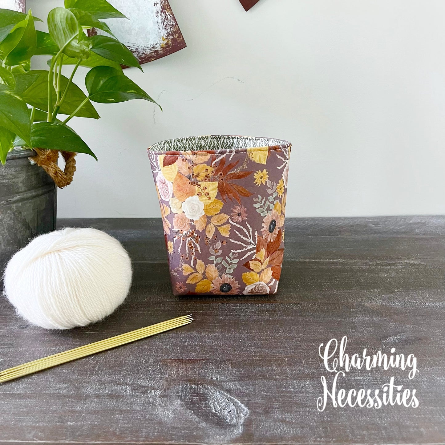 Yarn Bowl Cozy Basket, Autumn Evening, Knitting Accessories Yarn Storage Organization