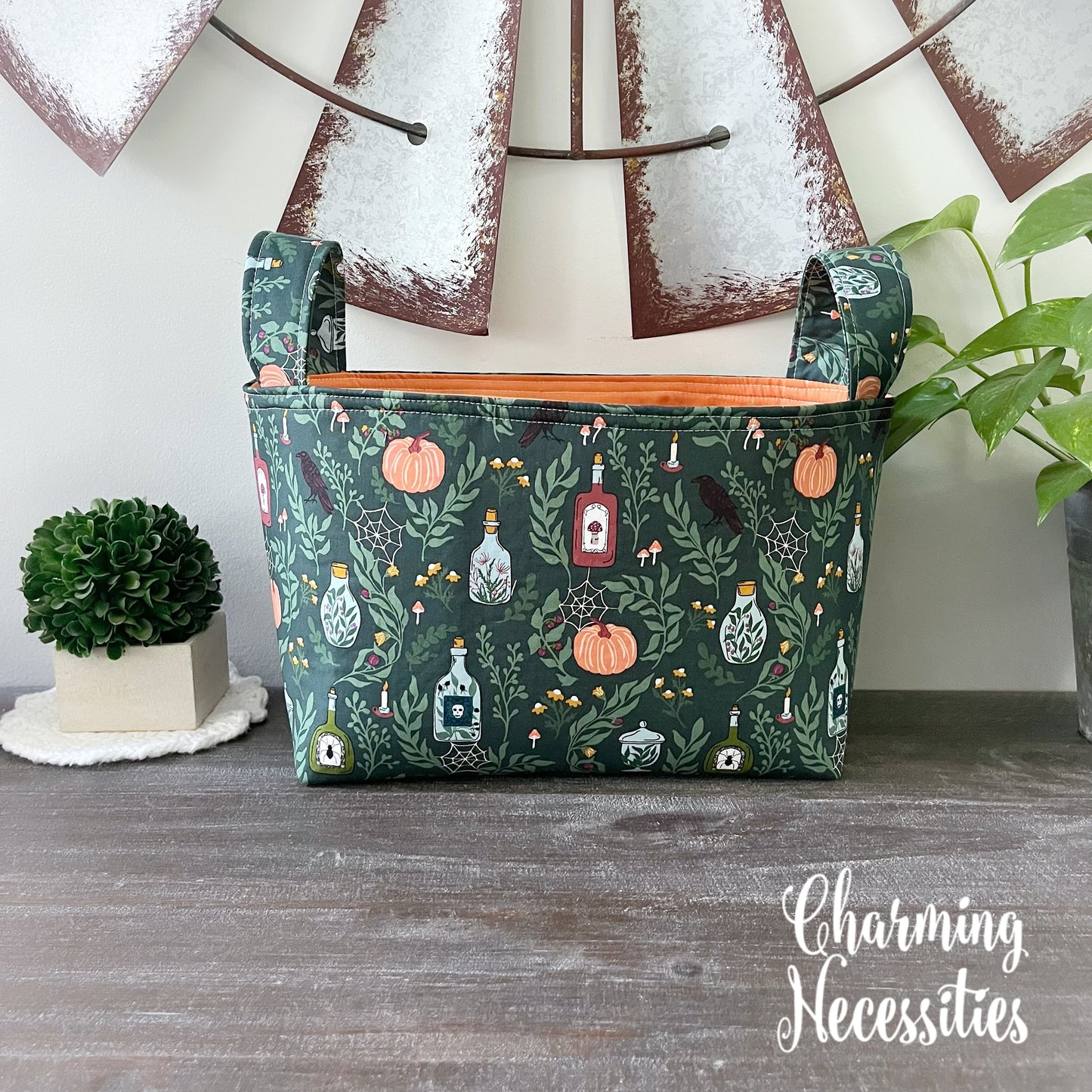 Yarn Storage Basket, Halloween Apothecary Green, Knitting Accessories