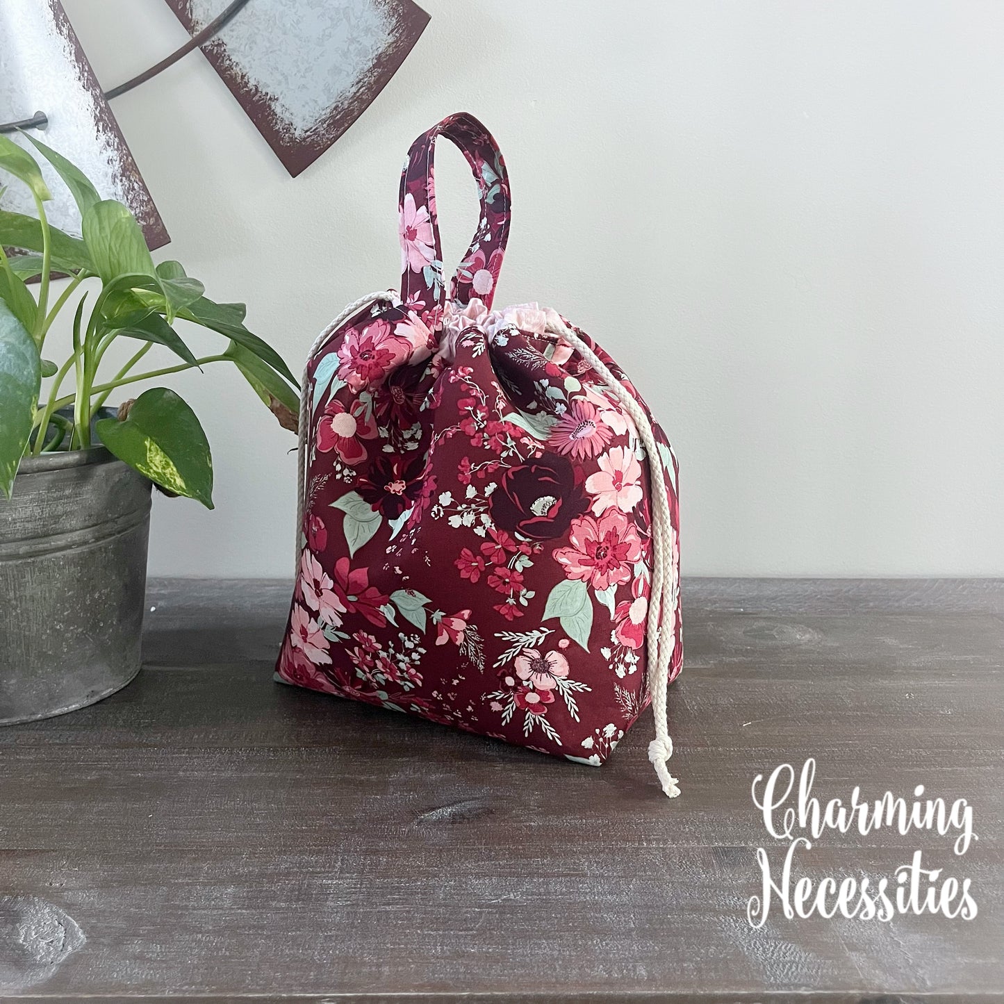 Knitting Project Bag Set, Ruby Blossoms Floral