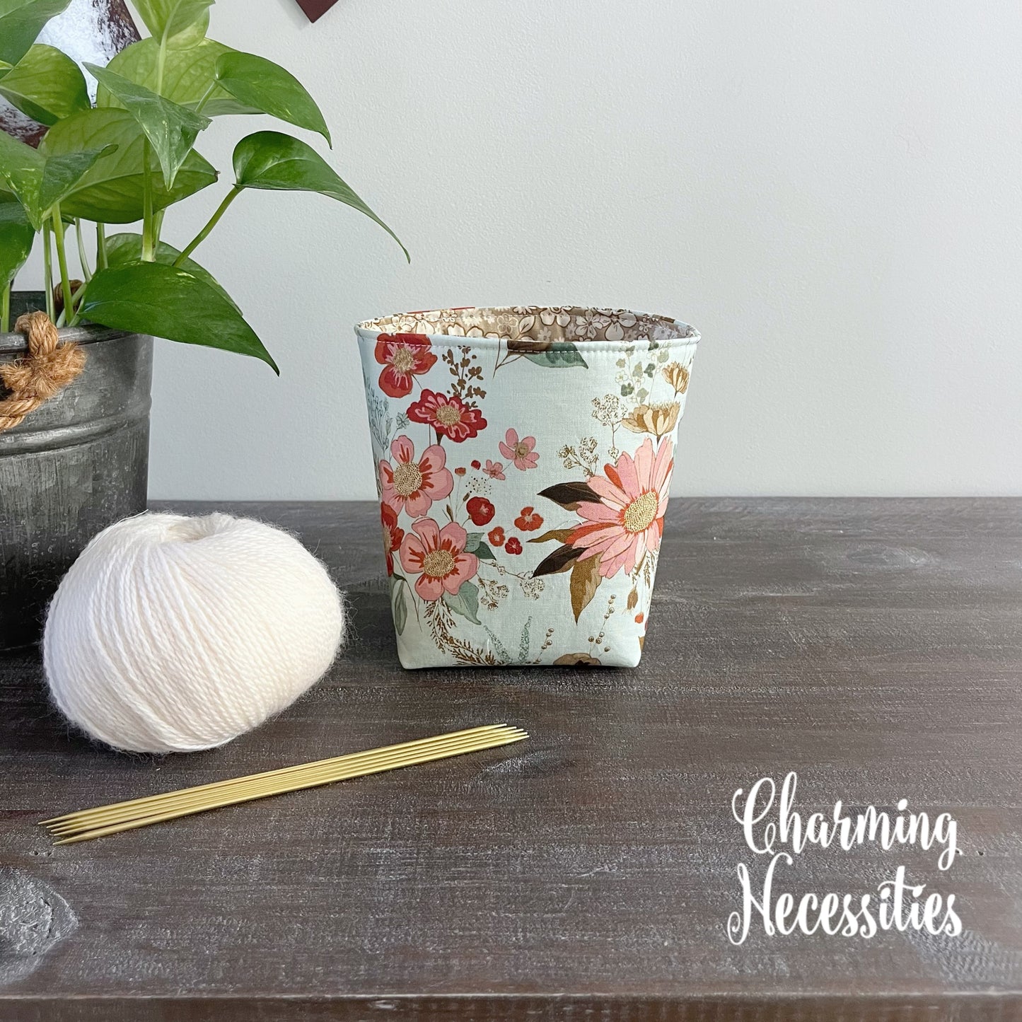 Yarn Bowl Cozy Basket, Wildflower Meadow Blue, Knitting Accessories Yarn Storage Organization