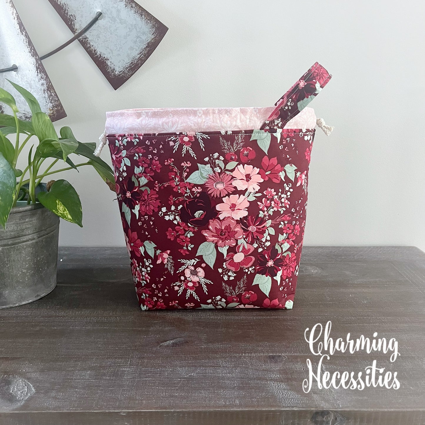 Knitting Project Bag Set, Ruby Blossoms Floral