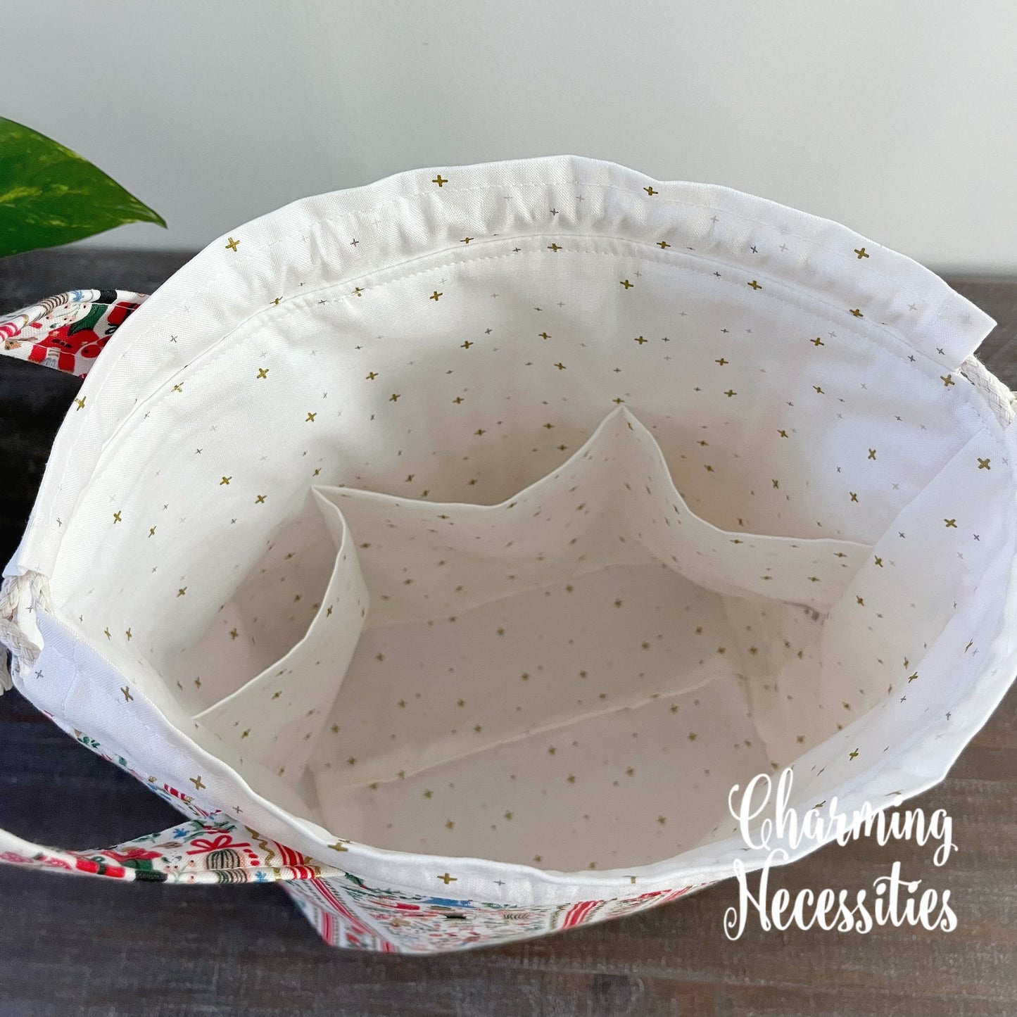 Knitting Project Bag, Rifle Paper Co Nutcracker, Drawstring Tote