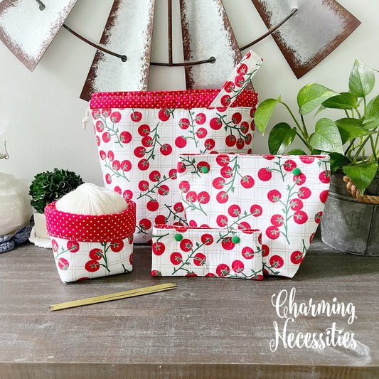 Knitting Project Bag Set, Tomato Garden