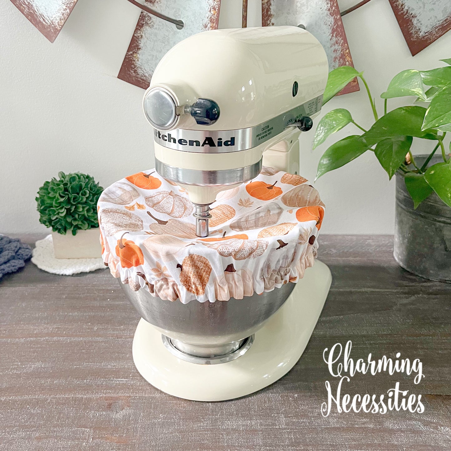 Reusable Fabric Bowl Covers – Cotton Covers for KitchenAid Mixers & Bread Baking, Pumpkin Spice