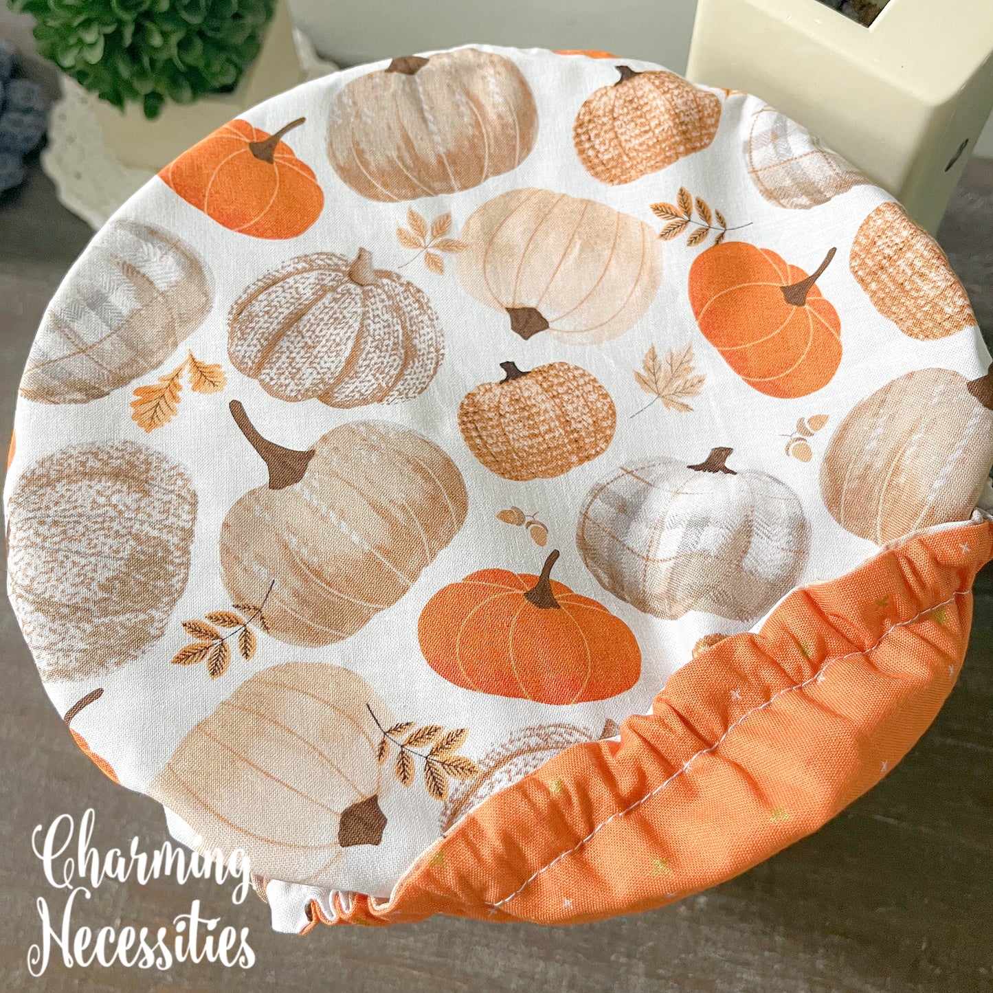Reusable Fabric Bowl Covers – Cotton Covers for KitchenAid Mixers & Bread Baking, Pumpkin Spice