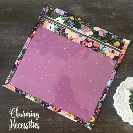 Cross Stitch Embroidery Project Bag, Rifle Paper Co Orchard Burgandy